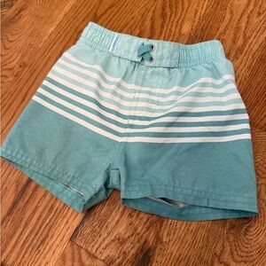 RuggedButts Toddler Boys Swim Trunks size 18-24 months Striped Teal
